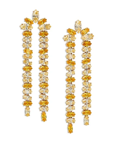 Yellow Stone Double Strand Drop Earrings