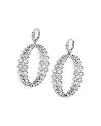 Nadri Cubic Zirconia Double Row Drop Hoop Earrings