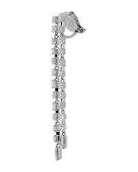 Cubic Zirconia Double Row Linear Drop Earrings in Rhodium Plated