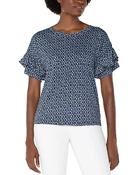 Liverpool Los Angeles Ruffled Sleeve Top