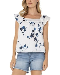 Square Neck Eyelet Top