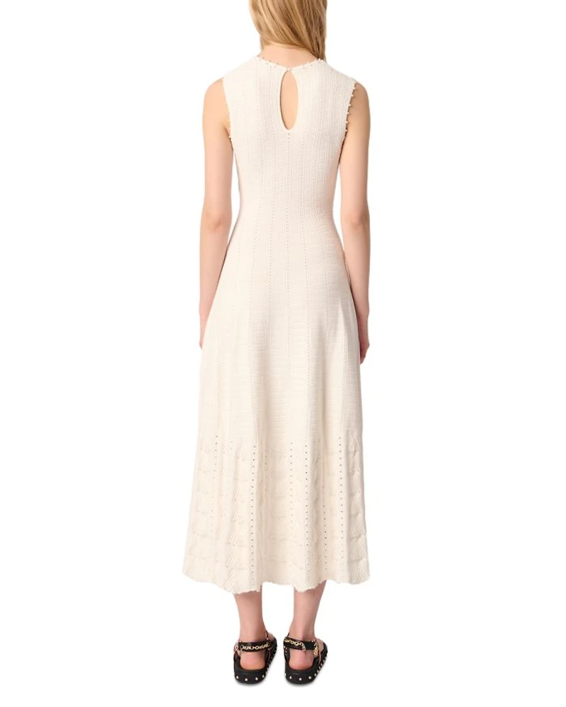 Beaded Pointelle Knit Dress