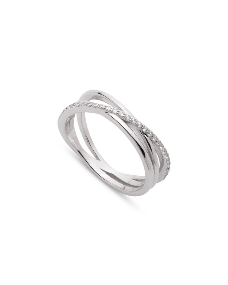 Pavé Crisscross Ring in Sterling Silver