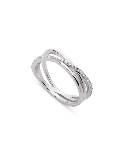 Pavé Crisscross Ring in Sterling Silver