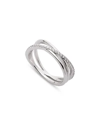 Pavé Crisscross Ring in Sterling Silver