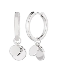 Disc Charm Hoop Earrings in Sterling Silver