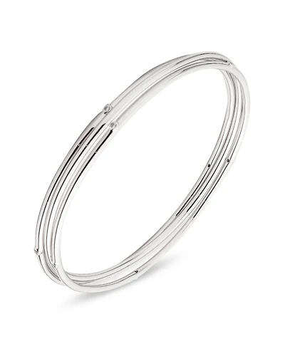 Cubic Zirconia Bangle Bracelets in Sterling Silver, Set of 3