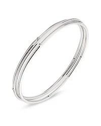 Cubic Zirconia Bangle Bracelets in Sterling Silver, Set of 3