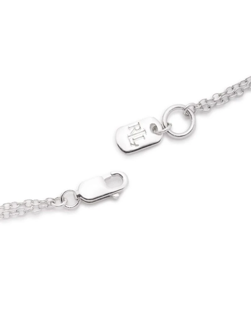 Pavé Circle Double Chain Link Bracelet in Sterling Silver