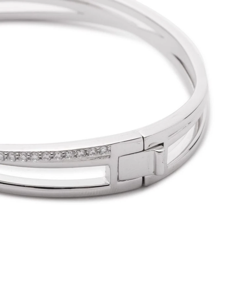 Pavé Crisscross Bangle Bracelet in Sterling Silver