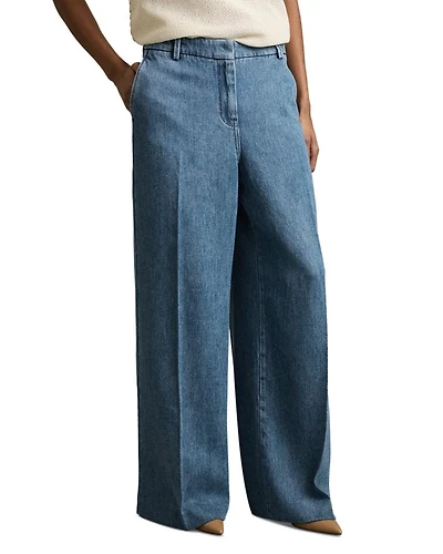 Reed Denim Look Wide Leg Trousers