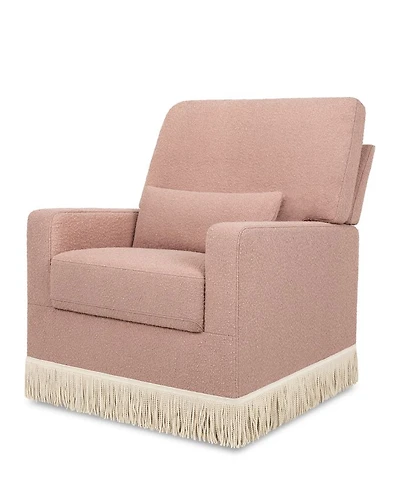 Crawford Pillowback Comfort Swivel Glider - Bouclé with Tassel Fringe