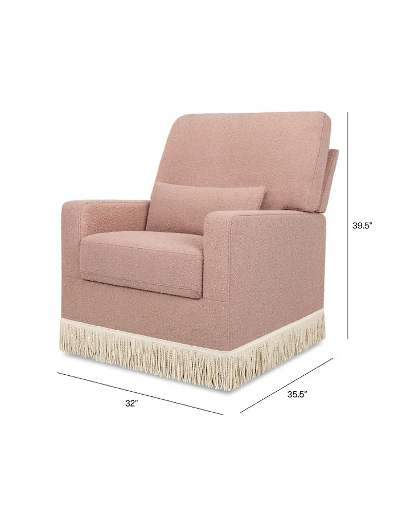 Crawford Pillowback Comfort Swivel Glider - Bouclé with Tassel Fringe