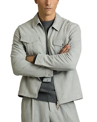 Slim Fit Belle Suede Zipper Shacket