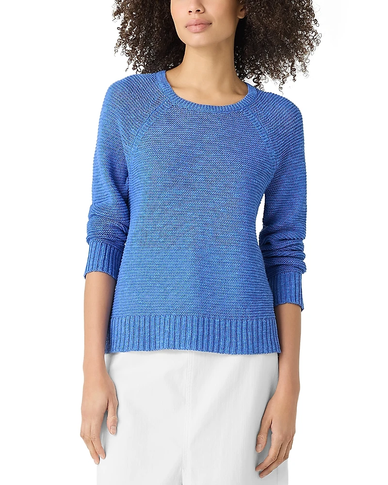 Eileen Fisher Linen Cotton Slub Raglan Sleeve Sweater