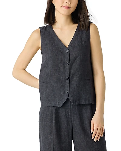 Eileen Fisher Washed Linen Delave Tie Back Vest