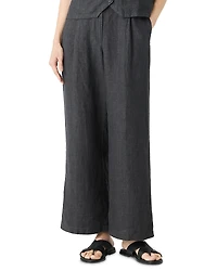 Eileen Fisher Washed Linen Delave Pleated Wide Leg Pants
