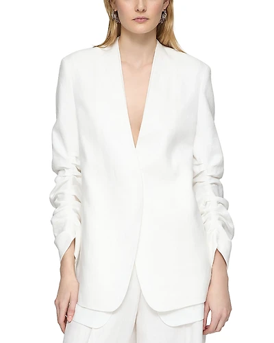 Lafayette 148 New York Linen Ruched Sleeve Blazer