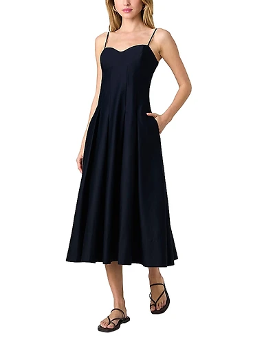 French Connection Sateen Pleated Midi Dress