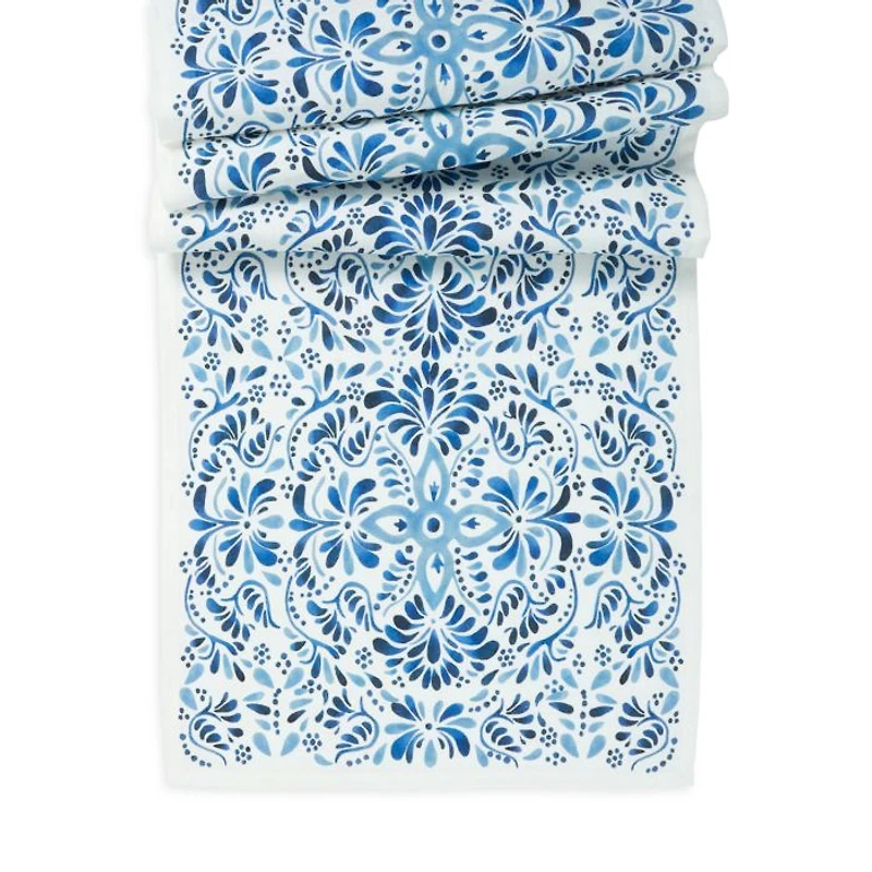 Indigo Iberian Table Runner, 18" x 90"