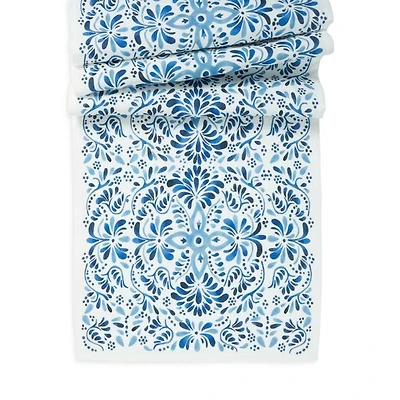 Indigo Iberian Table Runner, 18" x 90"