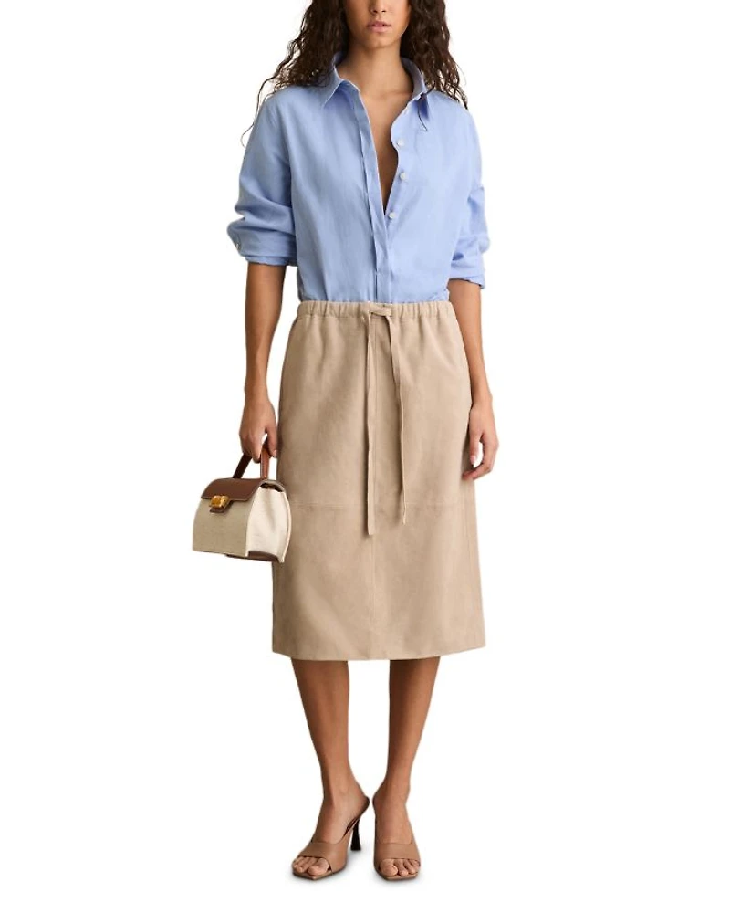 Meagan Drawstring Leather Skirt
