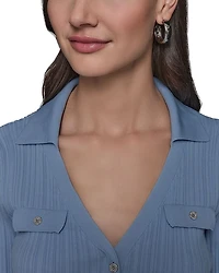 KARL LAGERFELD PARIS Collared Rib Sweater Top
