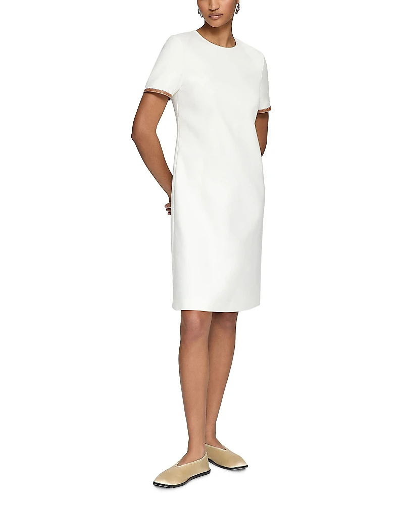 Lafayette 148 New York Leather Trim Dress