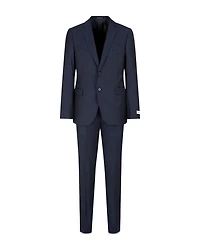 M Line Slim Fit Single Breasted Notch Lapel Suit Herringbone Stripe Wool