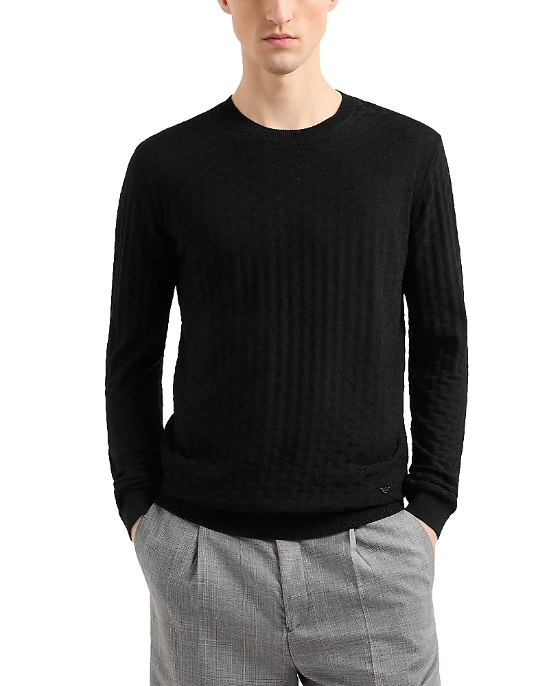 Emporio Armani Virgin Wool Basketweave Motif Sweater
