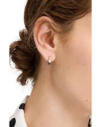 Imitation Pearl, Pavé & Enamel Huggie Hoop Earrings