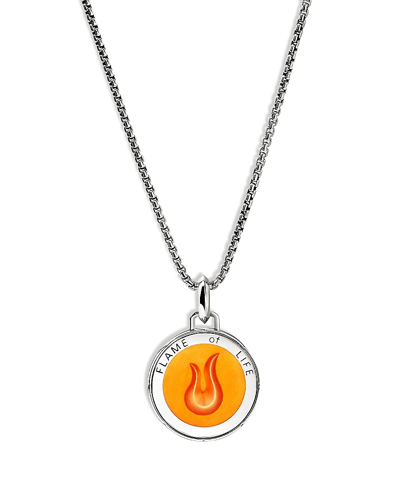 John Hardy Men's Sterling Silver Modern Talisman Enamel Flame Motif Pendant Necklace, 22
