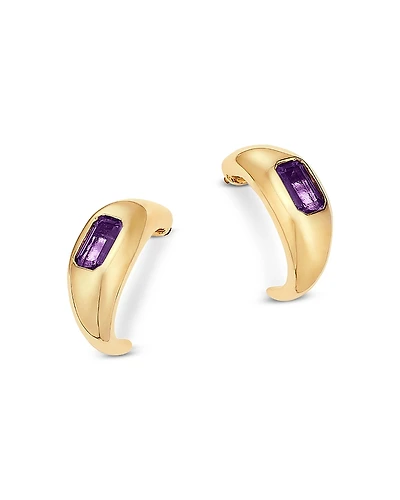 Bloomingdale's Fine Collection Amethyst Bold Gold J Hoop