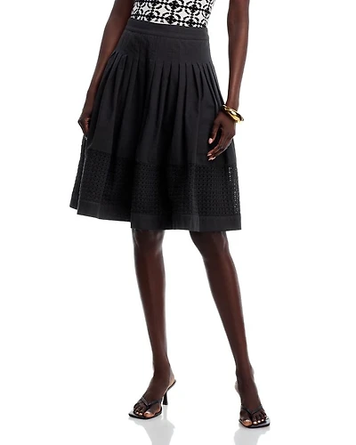 Pleated Embroidered Skirt