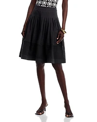 Pleated Embroidered Skirt