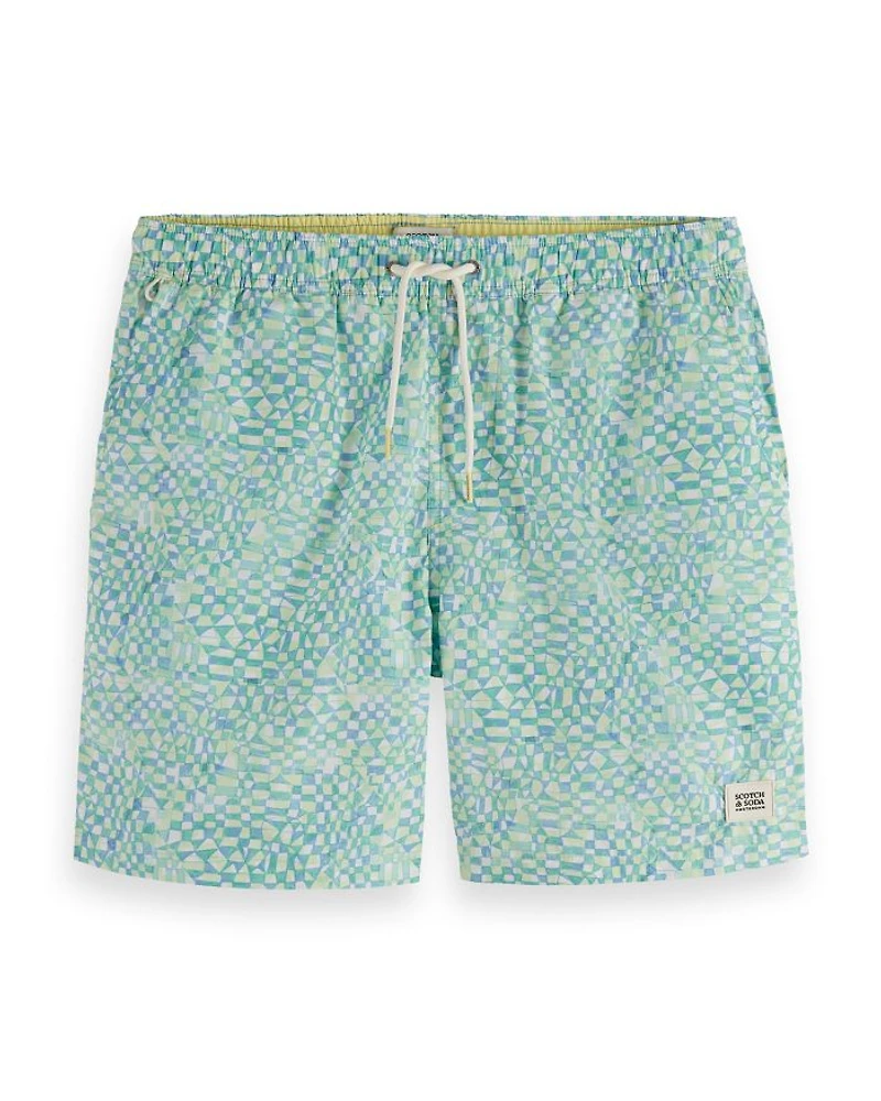 Printed Mid Length 6.3" Swim Shorts