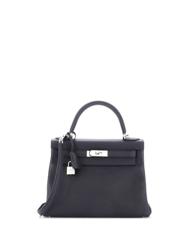 Kelly 28 Handbag Togo with Palladium Hardware