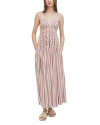 Striped V Neck Maxi Dress