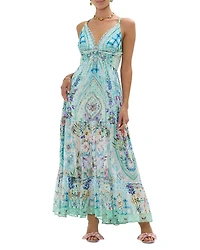 Bead Strap Gathered Panel Dress