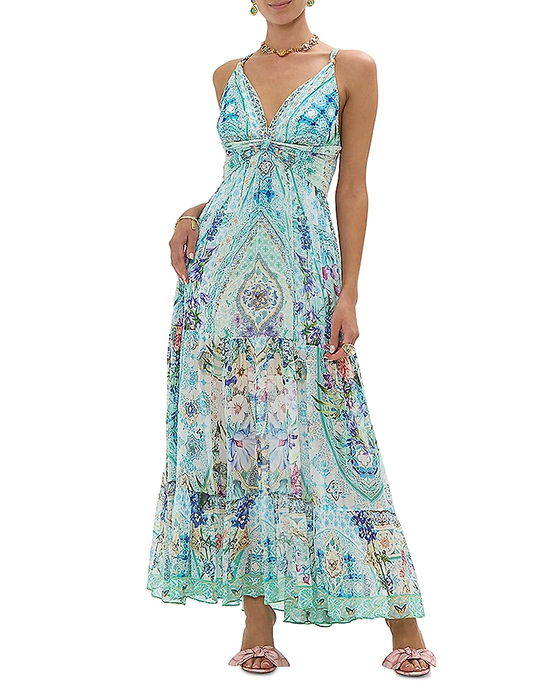 Camilla Bead Strap Gathered Panel Dress