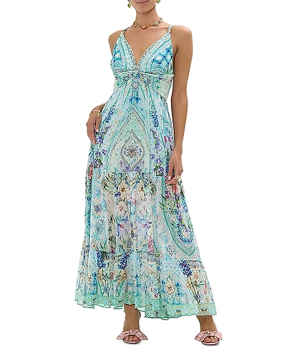 Camilla Bead Strap Gathered Panel Dress