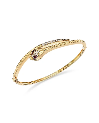Bloomingdale's Fine Collection Ruby & Diamond Textured Snake Bangle Bracelet