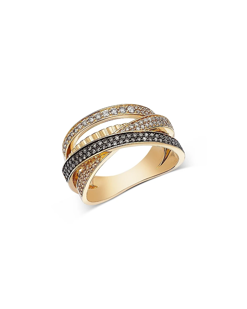 Bloomingdale's Fine Collection Champagne & Brown Diamond Multirow Crossover Ring