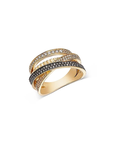 Bloomingdale's Fine Collection Champagne & Brown Diamond Multirow Crossover Ring