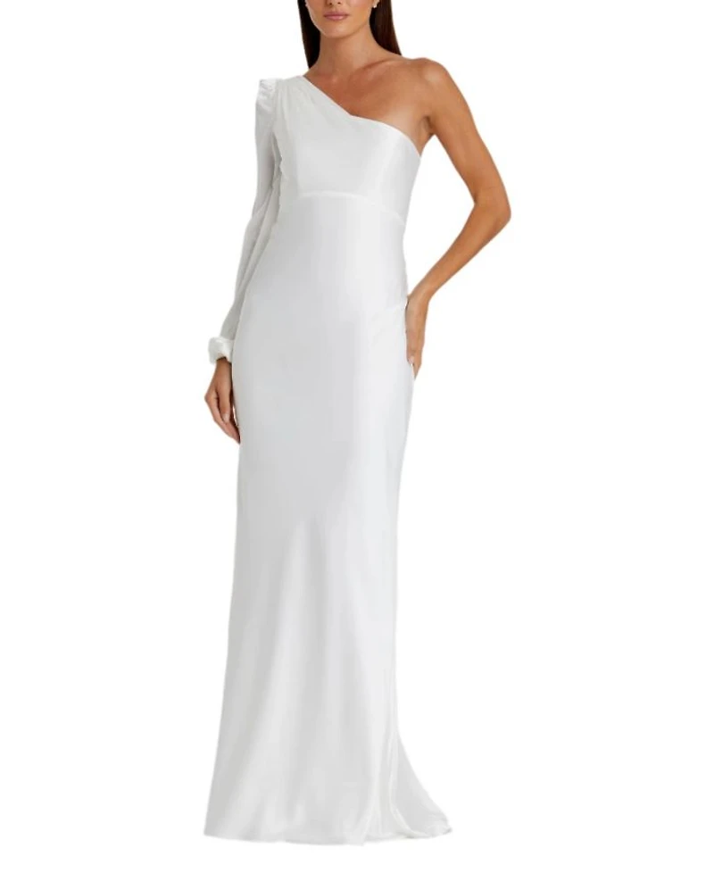 One Shoulder Blouson Sleeve Gown