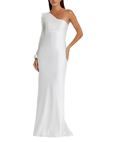 Mac Duggal One Shoulder Blouson Sleeve Gown