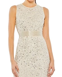 Geometric Embellished Sleeveless A Line Dress