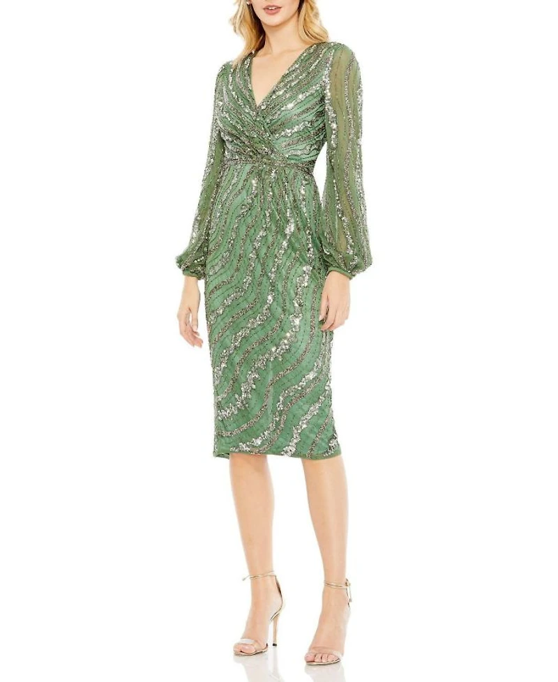 Embellished Long Sleeve Midi Dress