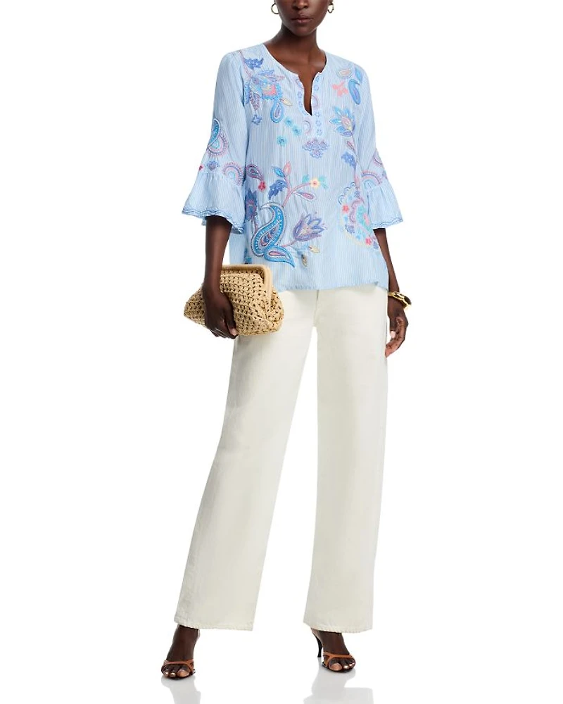 Silk Ruffle Sleeve Blouse
