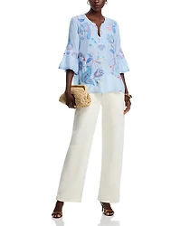 Silk Ruffle Sleeve Blouse